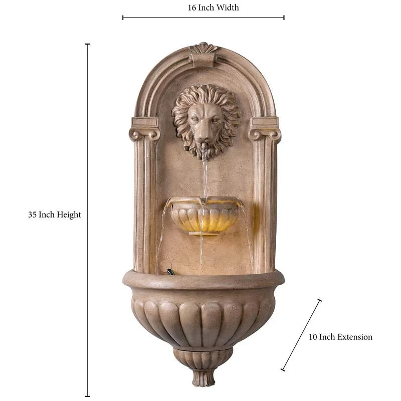 Royal 35" High Sandstone LED Outdoor Wall Fountain - Image 3