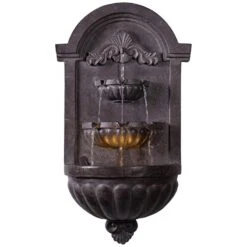 San Pablo 35" High Plum Bronze Outdoor LED Wall Fountain