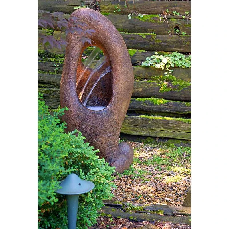 Sedona 48" High Relic Lava Cast Stone Modern Fountain