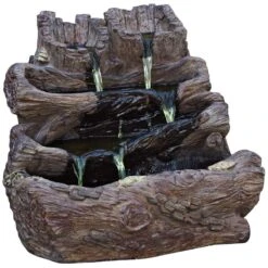 Spilling Logs 23" High Cast Stone Waterfall Garden Fountain