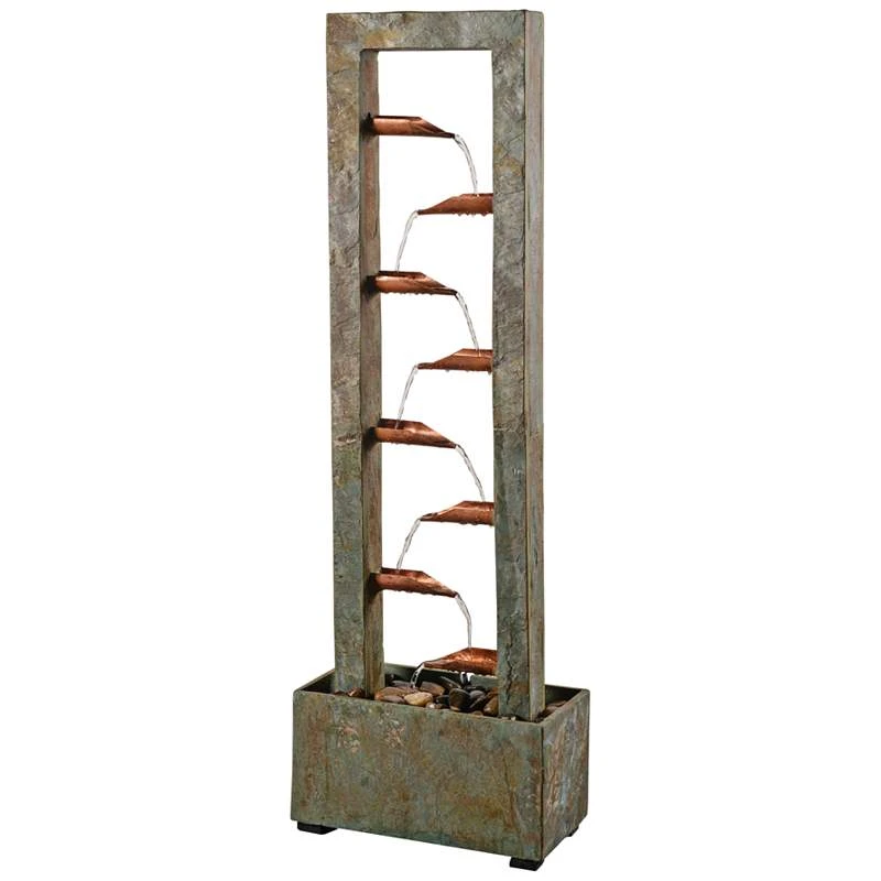 Spillway 47 3/4"H Slate And Copper Cascading Floor Fountain - Image 2