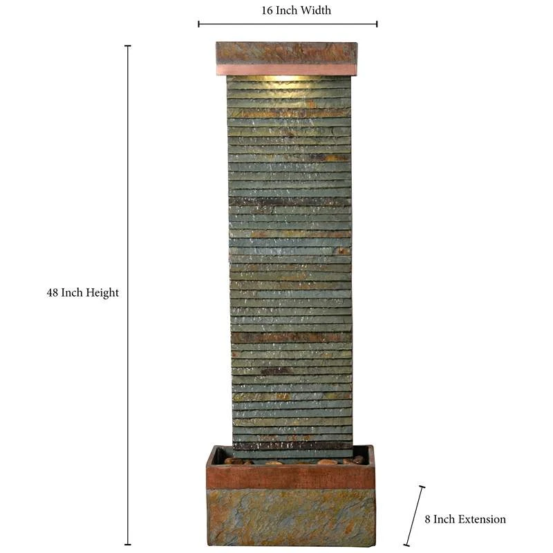 Stave 48" High Slate And Copper Outdoor LED Floor Fountain - Image 4