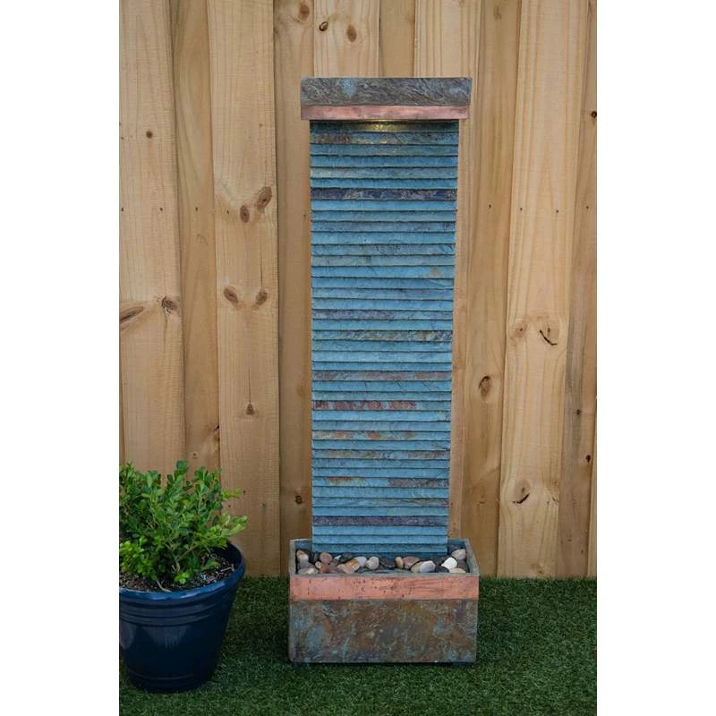 Stave 48" High Slate And Copper Outdoor LED Floor Fountain - Image 5