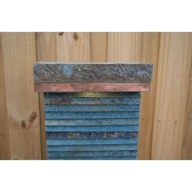 Stave 48" High Slate And Copper Outdoor LED Floor Fountain - Image 6