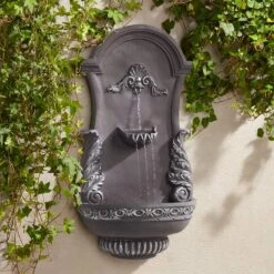 Tivoli Grey Ornate 33" High Wall Fountain