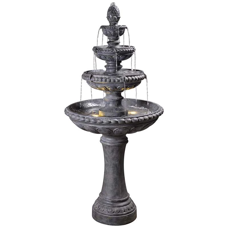 Tucson 65" High Zinc 4-Tier Outdoor LED Floor Fountain