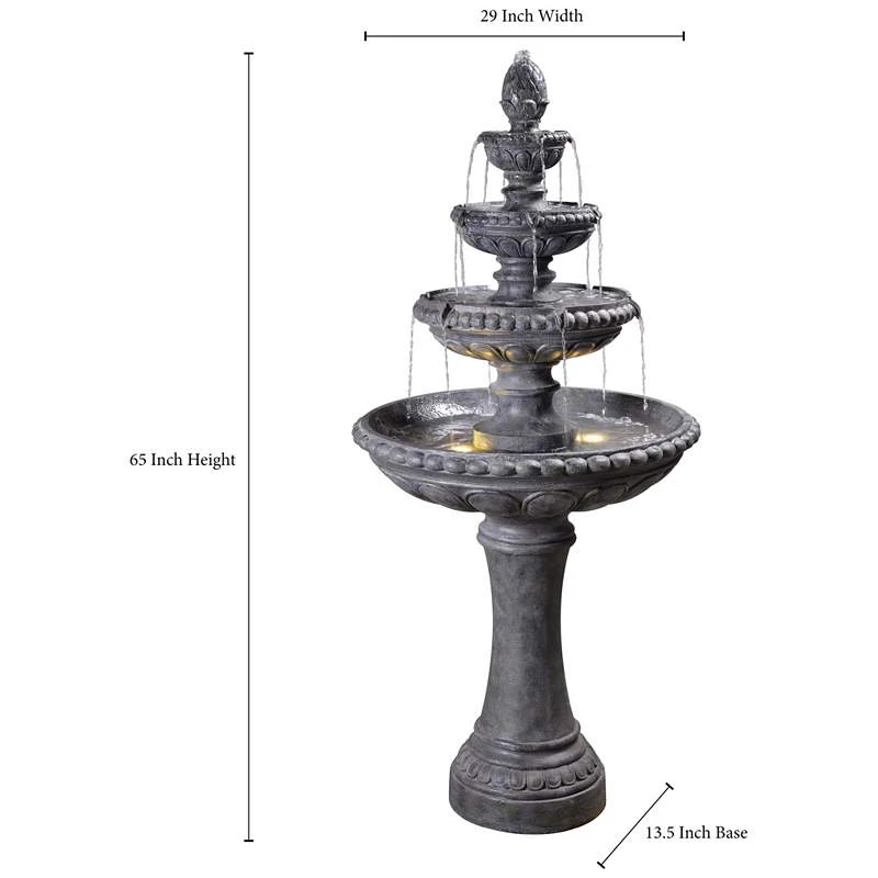 Tucson 65" High Zinc 4-Tier Outdoor LED Floor Fountain - Image 2