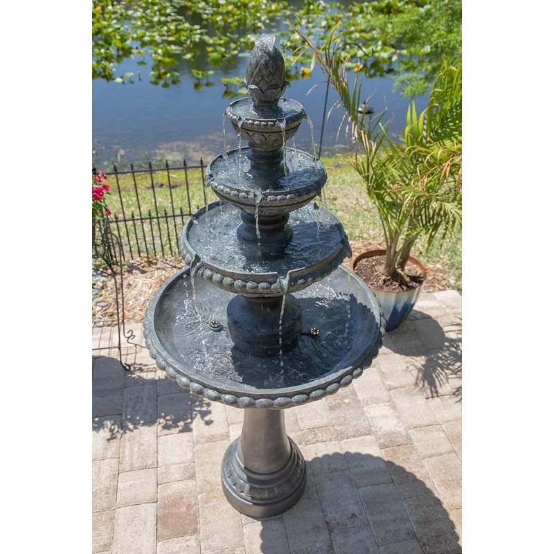 Tucson 65" High Zinc 4-Tier Outdoor LED Floor Fountain - Image 3