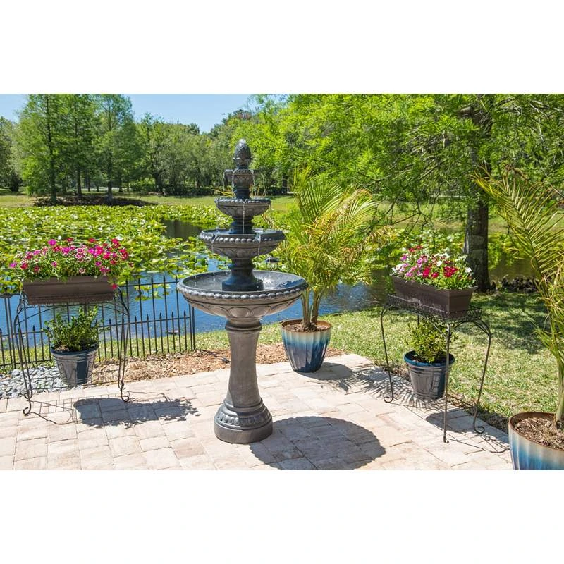 Tucson 65" High Zinc 4-Tier Outdoor LED Floor Fountain - Image 4