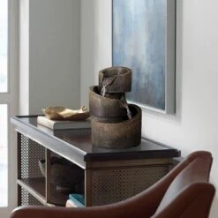 3-Tier Bronze Stone Contemporary 9 3/4" High Tabletop Fountain